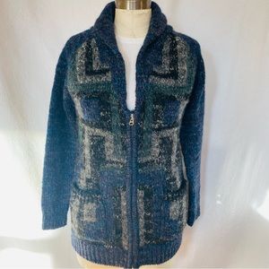 Wilfred by Aritzia XS-M zip front chunky blue/ grey cardigan/jacket